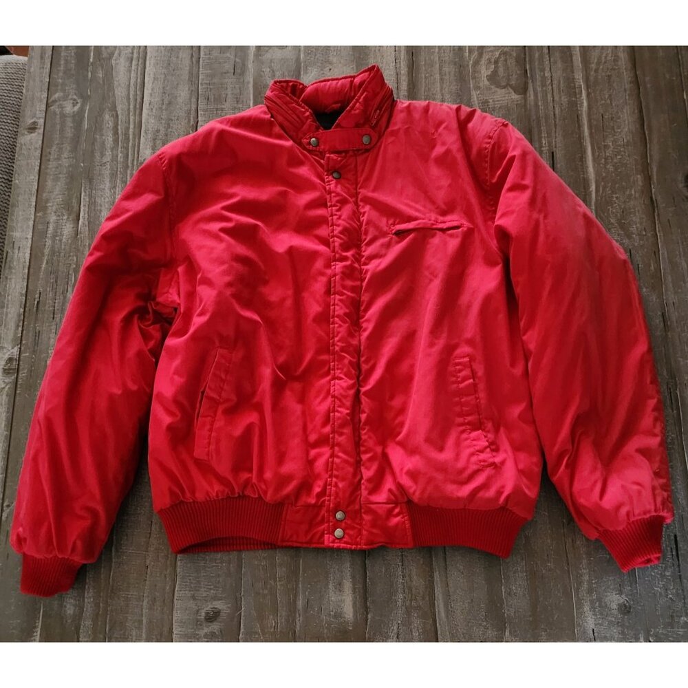 Towncraft Mens Red Bomber Jacket Coat Size XL Hooded